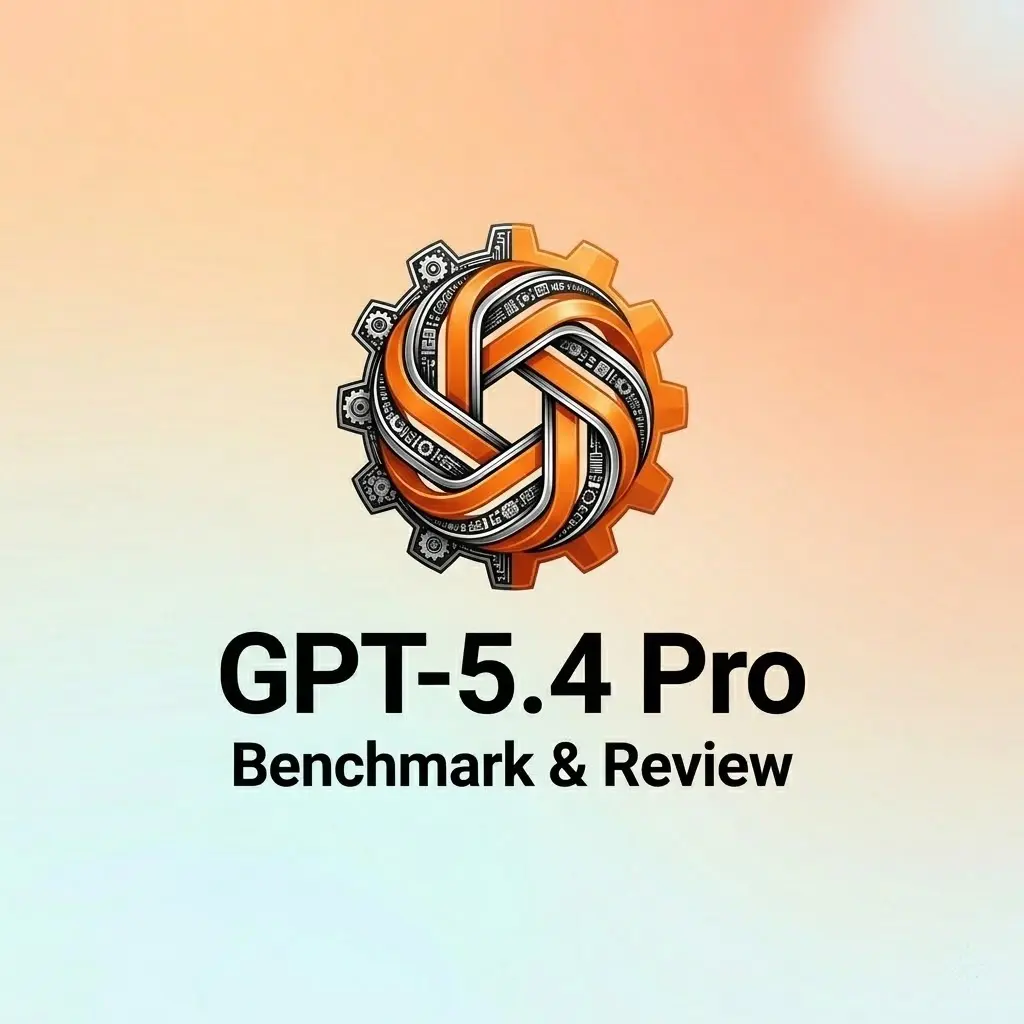 A 3D rendered orange and metallic gear logo representing the architectural complexity and processing power of the GPT-5.4 Pro AI model.