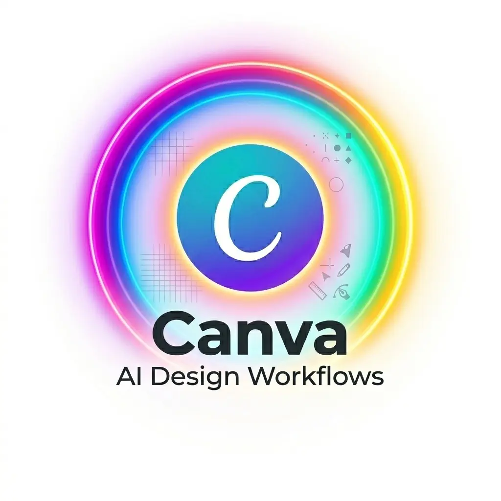 A visual representation of strategic AI design workflows in Canva, focusing on prompt engineering, brand kit automation, and creative efficiency.