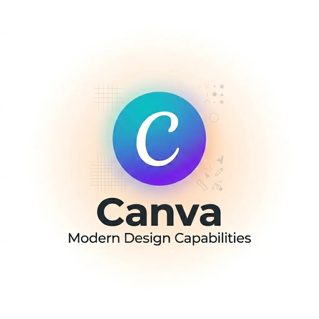 A minimalist high-fidelity visual of the Canva AI logo representing modern design capabilities and AI-driven features.
